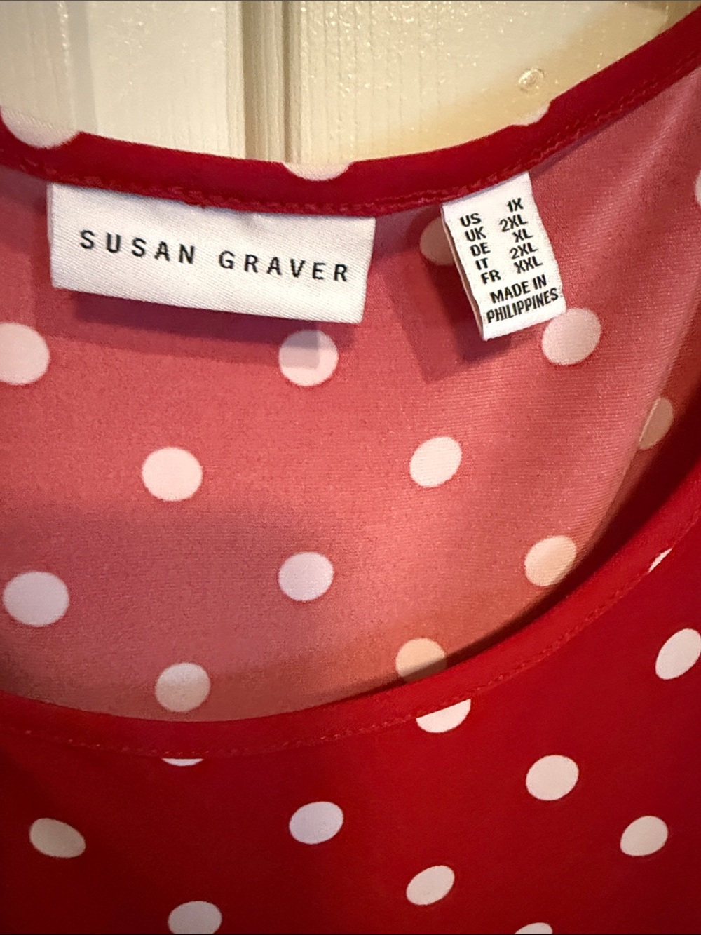 Susan Graver Red Polka Dot Sleeveless Swing Dress - Picture 3 of 13